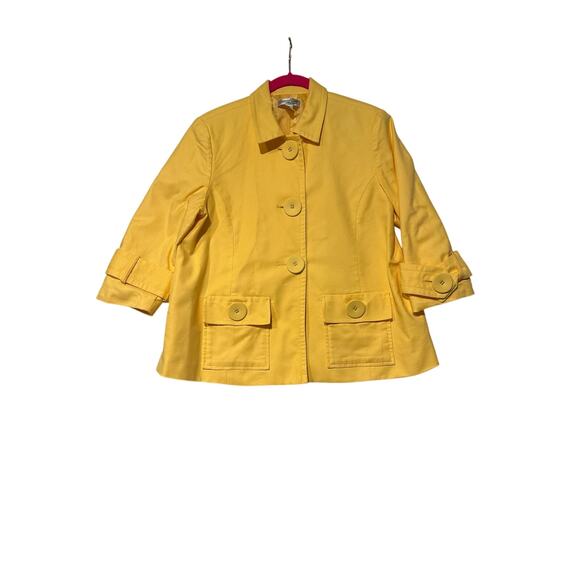 Coldwater Creek Women’s Jacket Career Canary Sun Yellow Large Buttons Size 10p - Picture 2 of 8